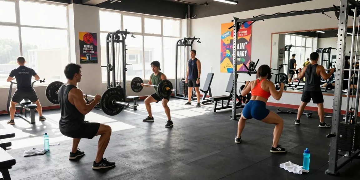 Deus Medical: Fitnessstudioumgebung mit aktiven Bodybuildern bei ihrem Training.