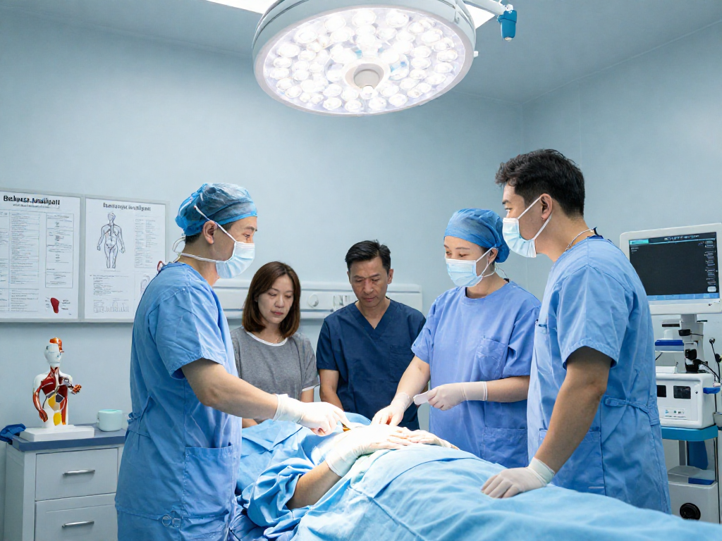 Discussion on Bel kayması ameliyatı in a modern hospital setting with healthcare professionals.
