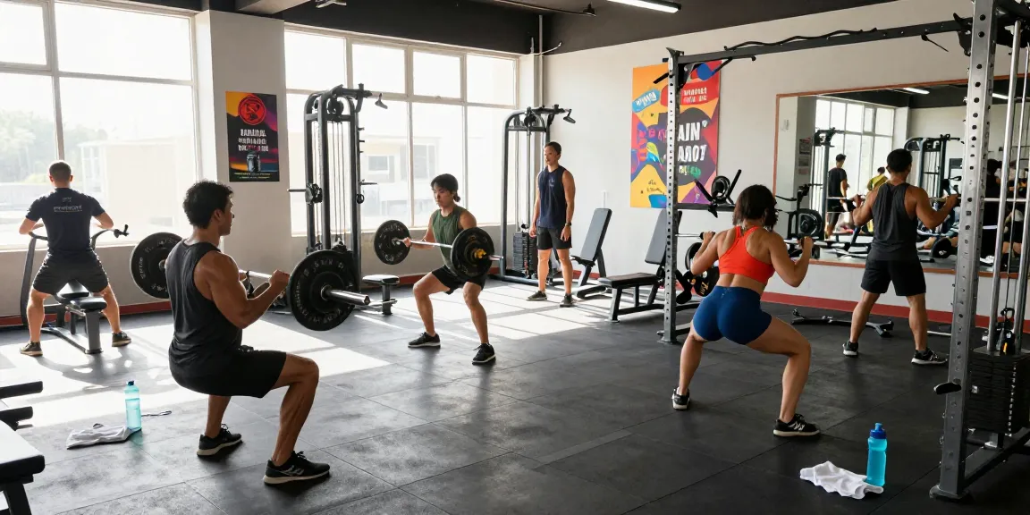 Deus Medical: Fitnessstudioumgebung mit aktiven Bodybuildern bei ihrem Training.